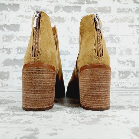 New Bp. Brynne Tan Faux Leather Block Heel Pointy Toe Ankle Boots W379 - Picture 6 of 13